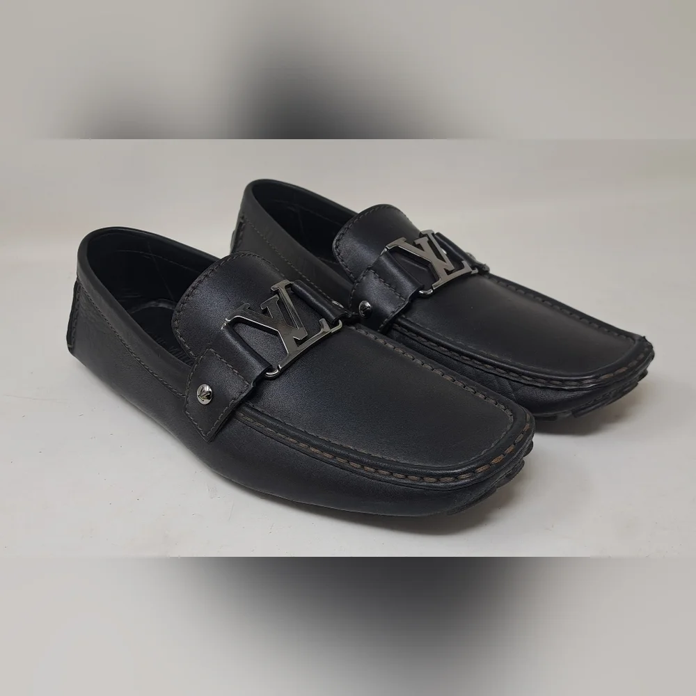 Louis Vuitton Monte Carlo Driving Loafers Shoes Chocolate Brown Leather 8.5 US - Picture 2 of 16